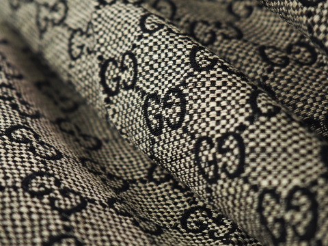 Żakard Gucci - Logotyp czerń i beż Żakard Gucci - Logotyp czerń i beż