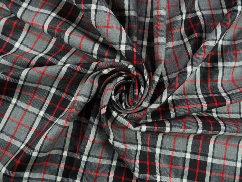 Wełna - Czarno-biała krata tartan Wełna - Czarno-biała krata tartan