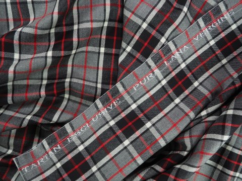 Wełna - Czarno-biała krata tartan Wełna - Czarno-biała krata tartan