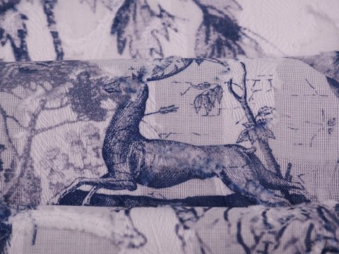 Bawełna devore - Kobaltowe wzory zwierzęta Bawełna devore - Kobaltowe wzory zwierzęta