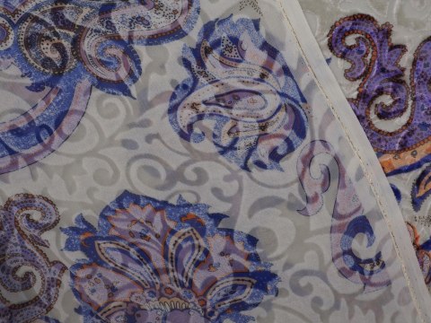 Jedwab devore - Niebieskie ornamenty Jedwab devore - Niebieskie ornamenty