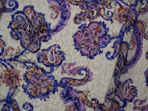 Jedwab devore - Niebieskie ornamenty Jedwab devore - Niebieskie ornamenty