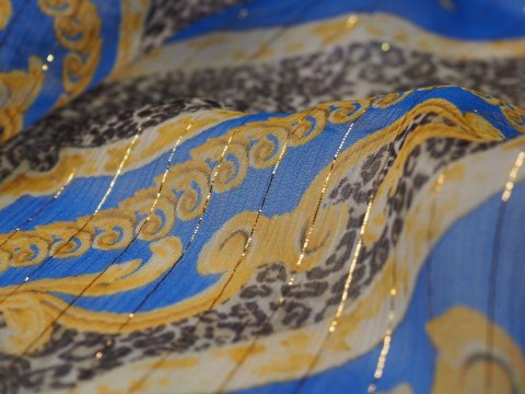 Jedwab szyfon - Panterka, romby i lurex Jedwab szyfon - Panterka, romby i lurex