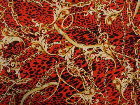 Jedwab elastyczny - Złote ornamenty na cętkach Jedwab elastyczny - Złote ornamenty na cętkach
