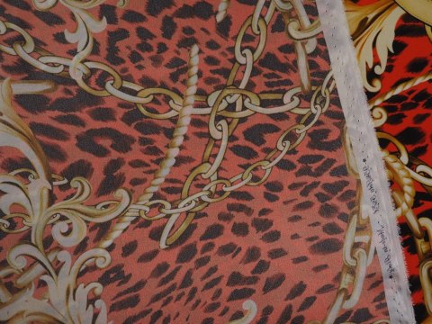 Jedwab elastyczny - Złote ornamenty na cętkach Jedwab elastyczny - Złote ornamenty na cętkach