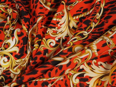 Jedwab elastyczny - Złote ornamenty na cętkach Jedwab elastyczny - Złote ornamenty na cętkach