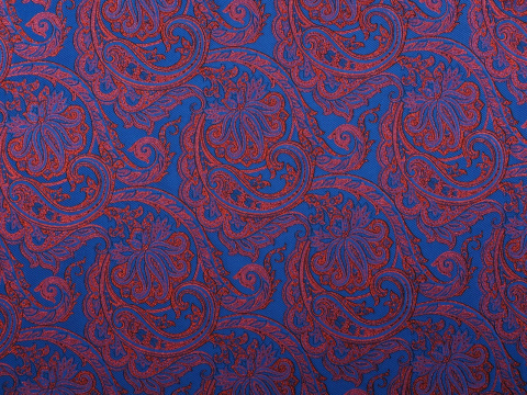Żakard - Czerwone paisley'e na błękicie Żakard - Czerwone paisley'e na błękicie