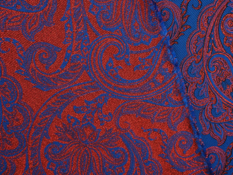 Żakard - Czerwone paisley'e na błękicie Żakard - Czerwone paisley'e na błękicie