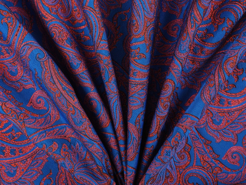 Żakard - Czerwone paisley'e na błękicie Żakard - Czerwone paisley'e na błękicie