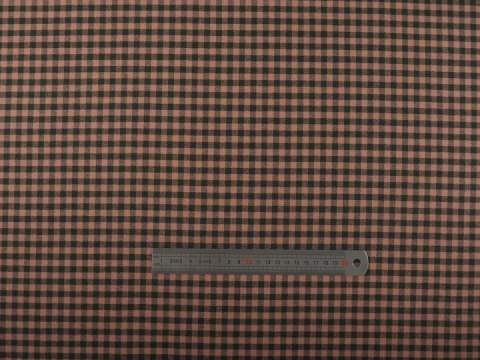 Wełna z bawełną - Kratka vichy łosoś oliwka Wełna z bawełną - Kratka vichy łosoś oliwka