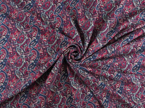 Wełna - Paisley granat i róż Wełna - Paisley granat i róż