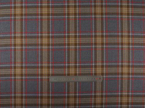 Wełna garsonkowa - Beżowo-szara krata tartan Wełna garsonkowa - Beżowo-szara krata tartan