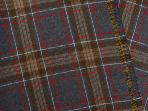 Wełna garsonkowa - Beżowo-szara krata tartan Wełna garsonkowa - Beżowo-szara krata tartan