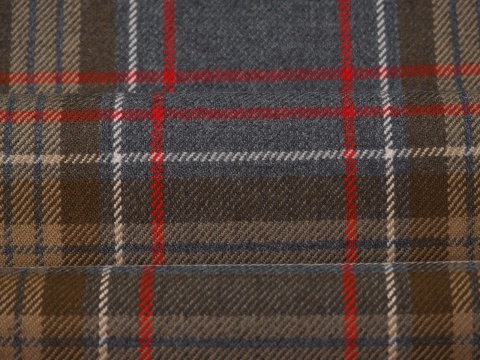 Wełna garsonkowa - Beżowo-szara krata tartan Wełna garsonkowa - Beżowo-szara krata tartan
