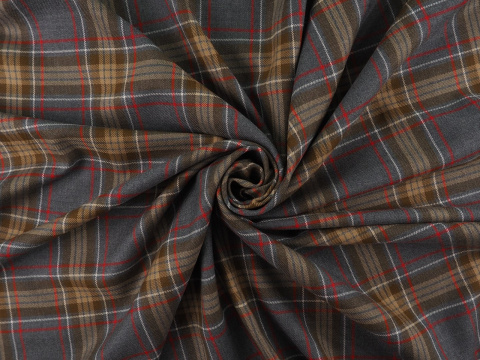 Wełna garsonkowa - Beżowo-szara krata tartan Wełna garsonkowa - Beżowo-szara krata tartan