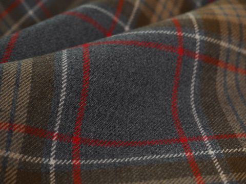 Wełna garsonkowa - Beżowo-szara krata tartan Wełna garsonkowa - Beżowo-szara krata tartan