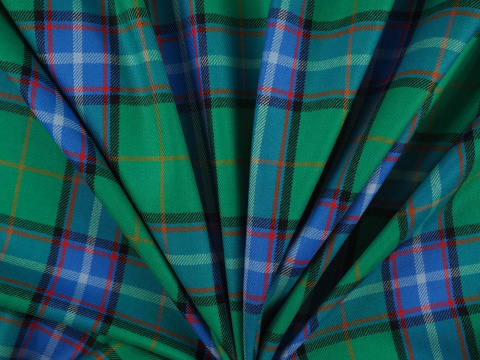 Wełna garsonkowa - Zielono-niebieska krata tartan Wełna garsonkowa - Zielono-niebieska krata tartan