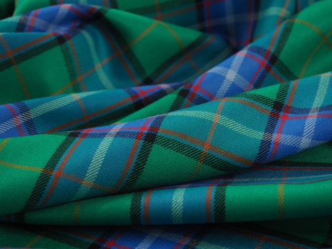 Wełna garsonkowa - Zielono-niebieska krata tartan Wełna garsonkowa - Zielono-niebieska krata tartan