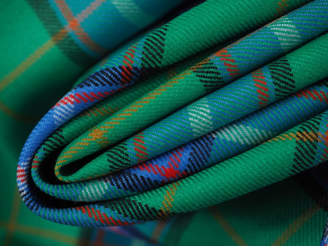 Wełna garsonkowa - Zielono-niebieska krata tartan Wełna garsonkowa - Zielono-niebieska krata tartan