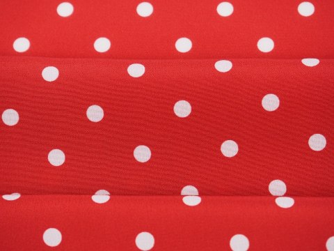 Jedwab - Białe groszki na czerwieni Jedwab - Białe groszki na czerwieni