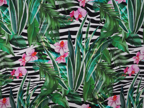 Jedwab elastyczny - Orchidee i zebra Jedwab elastyczny - Orchidee i zebra