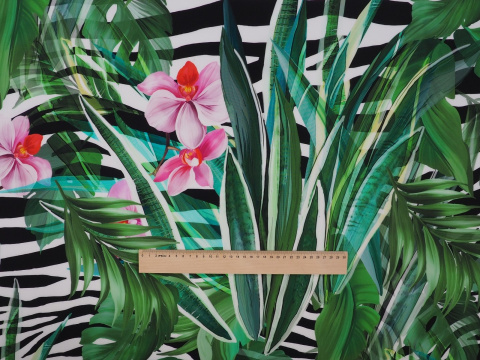 Jedwab elastyczny - Orchidee i zebra Jedwab elastyczny - Orchidee i zebra