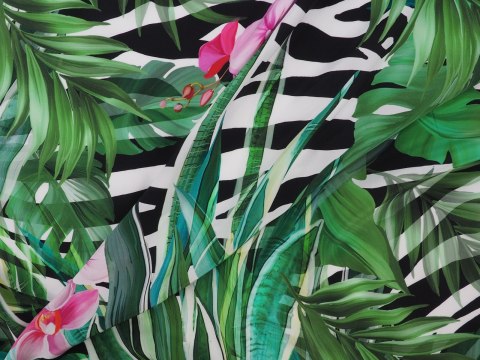 Jedwab elastyczny - Orchidee i zebra Jedwab elastyczny - Orchidee i zebra