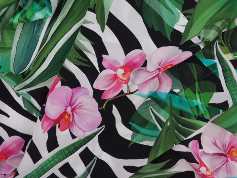 Jedwab elastyczny - Orchidee i zebra Jedwab elastyczny - Orchidee i zebra