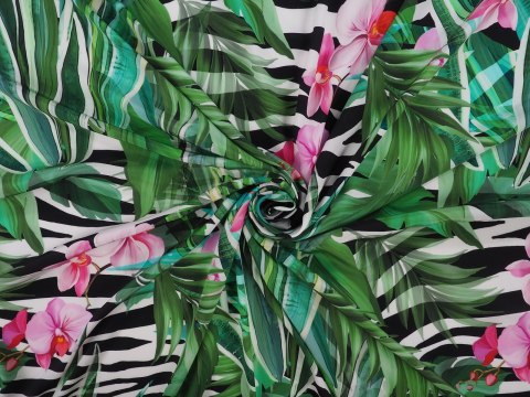 Jedwab elastyczny - Orchidee i zebra Jedwab elastyczny - Orchidee i zebra