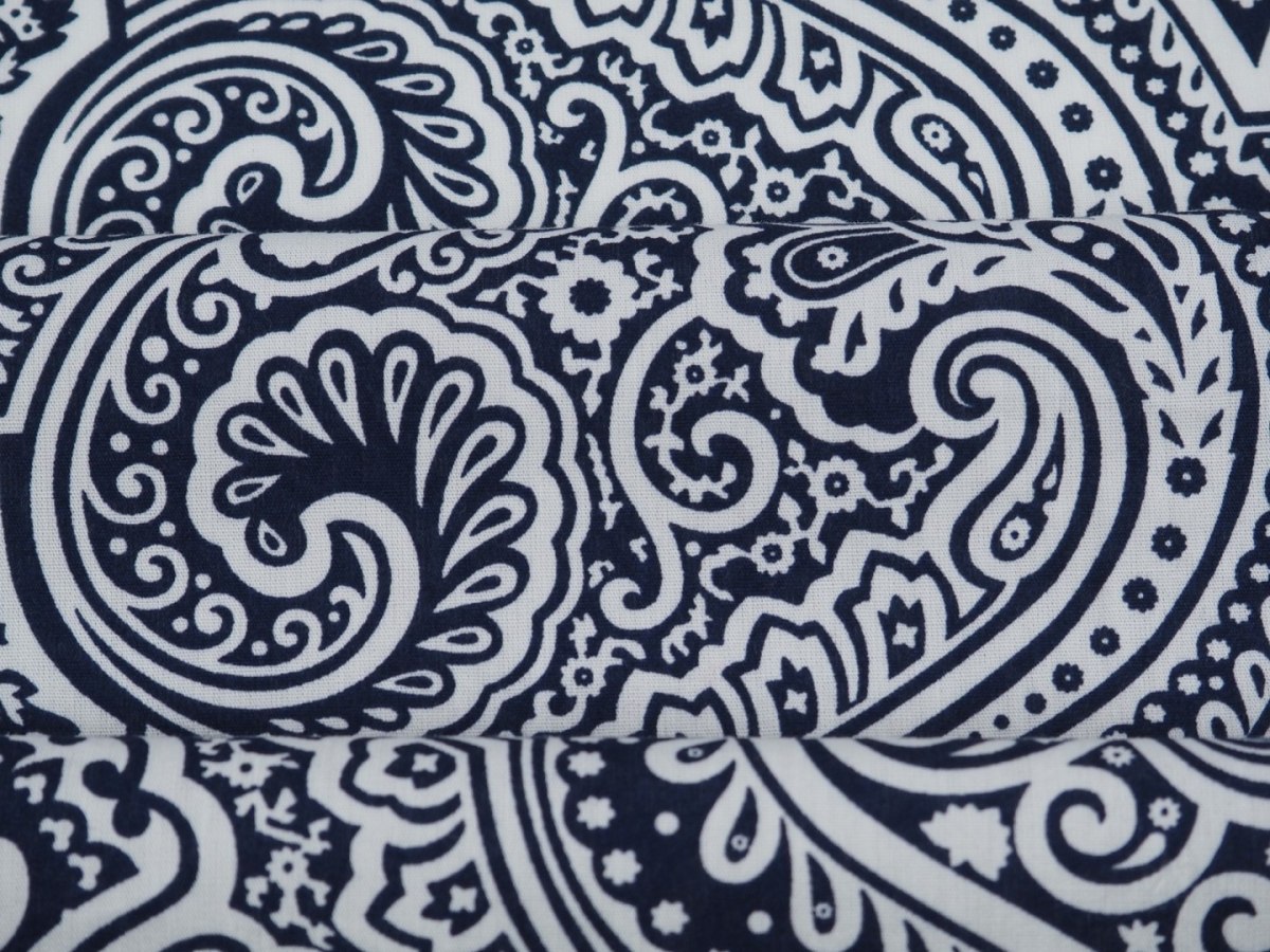 Bawełna - Duże ornamenty granat Bawełna - Duże ornamenty granat