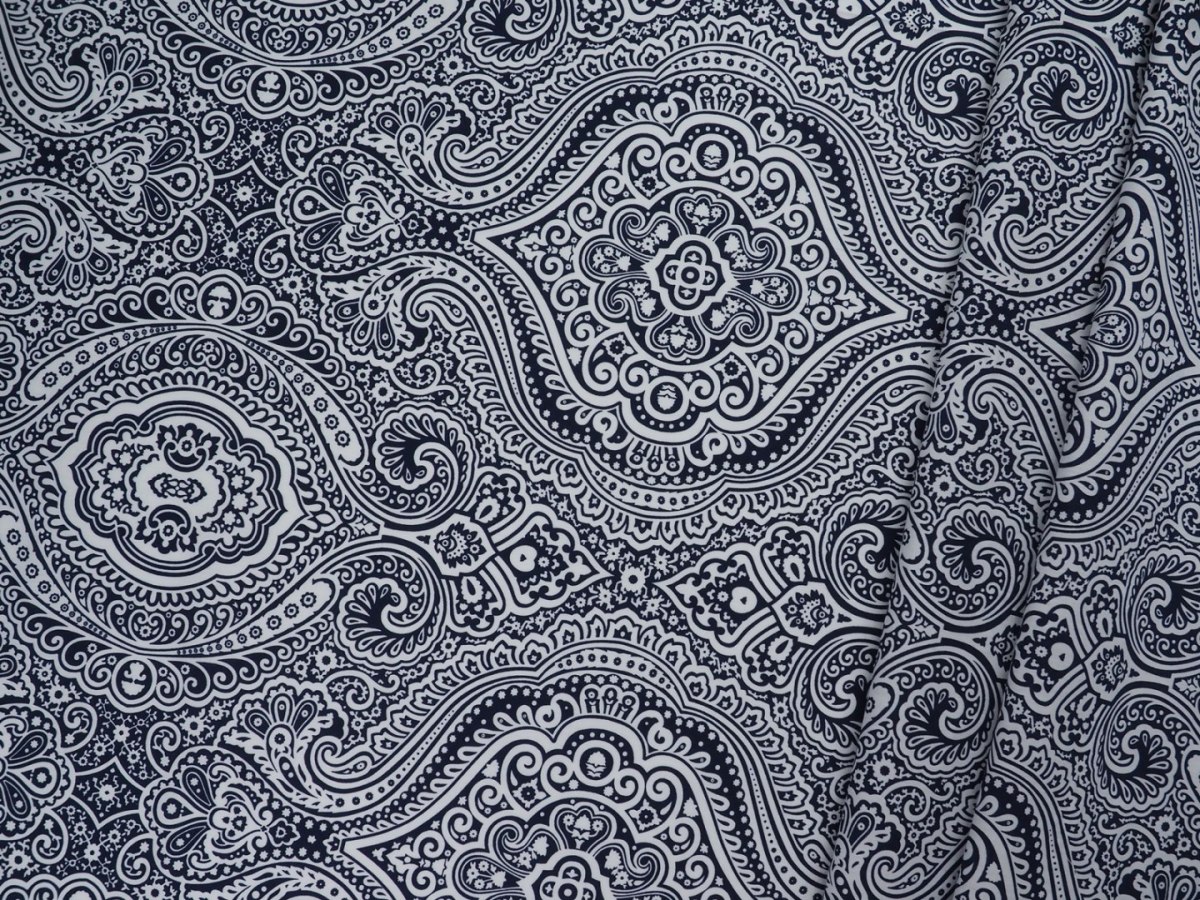Bawełna - Duże ornamenty granat Bawełna - Duże ornamenty granat