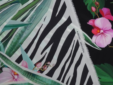 Jedwab elastyczny - Storczyki i border zebra Jedwab elastyczny - Storczyki i border zebra