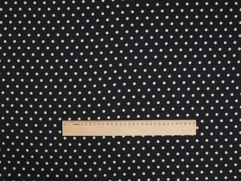 Poliester twill - Ciemny atrament w białe grochy Poliester twill - Ciemny atrament w białe grochy