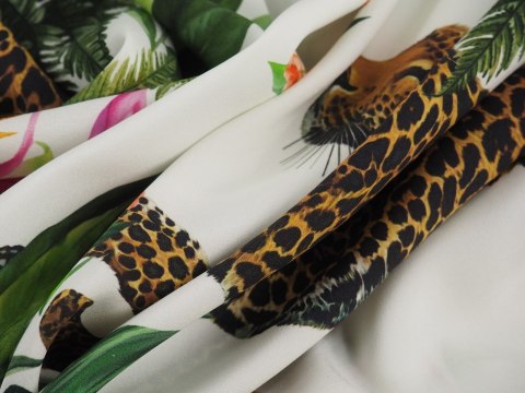 Jedwab elastyczny - Gepard dżungla na bieli Jedwab elastyczny - Gepard dżungla na bieli