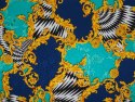 Jedwab sygnowany - Złote i morskie ornamenty Jedwab sygnowany - Złote i morskie ornamenty