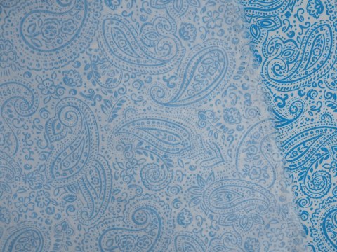 Bawełna - Błękitny paisley na bieli Bawełna - Błękitny paisley na bieli