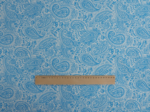Bawełna - Błękitny paisley na bieli Bawełna - Błękitny paisley na bieli