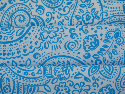 Bawełna - Błękitny paisley na bieli Bawełna - Błękitny paisley na bieli
