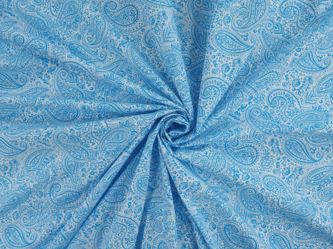 Bawełna - Błękitny paisley na bieli Bawełna - Błękitny paisley na bieli