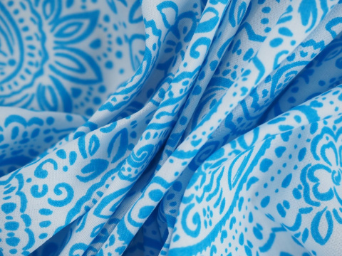 Bawełna - Błękitny paisley na bieli Bawełna - Błękitny paisley na bieli