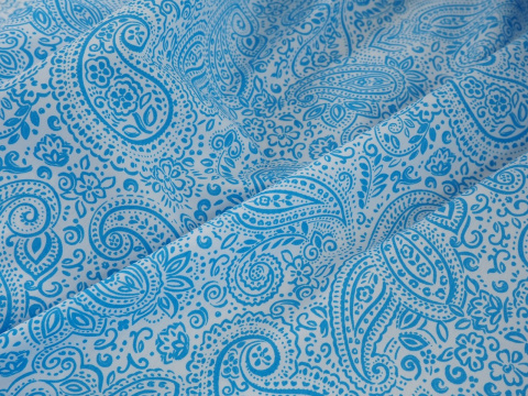 Bawełna - Błękitny paisley na bieli Bawełna - Błękitny paisley na bieli