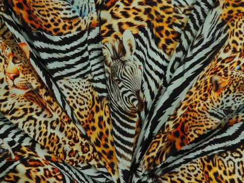 Jedwab - Dzikie koty i zebra Jedwab - Dzikie koty i zebra