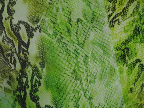 Jedwab elastyczny - Zielona skóra węża z beżem Jedwab elastyczny - Zielona skóra węża z beżem