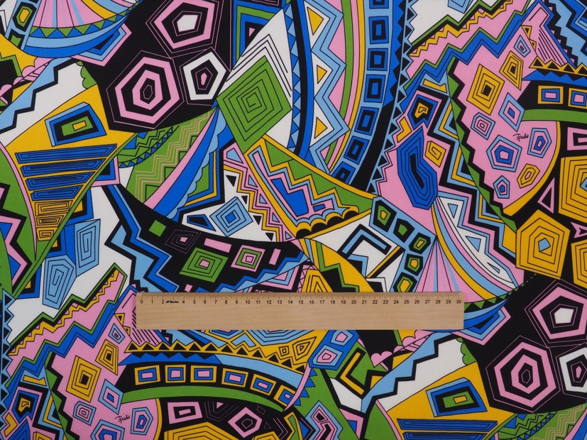 Jedwab sygnowany - Różowo-zielona geometria Jedwab sygnowany - Różowo-zielona geometria