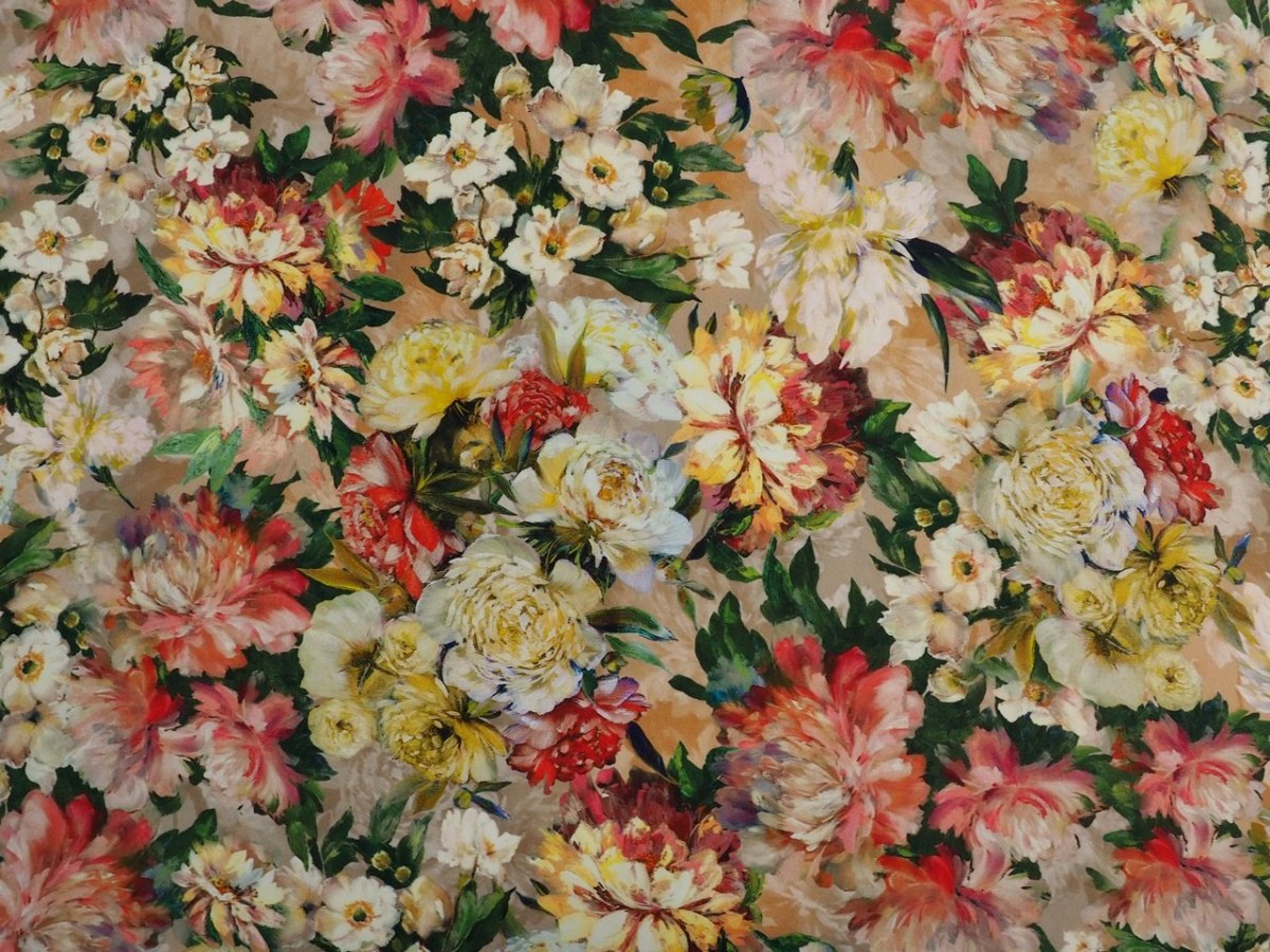 Jedwab naturalny - Jesienne peonie Jedwab naturalny - Jesienne peonie