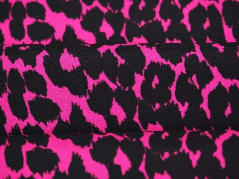 jedwab elastyczny pantera czarne cętki magenta jedwab elastyczny pantera czarne cętki magenta