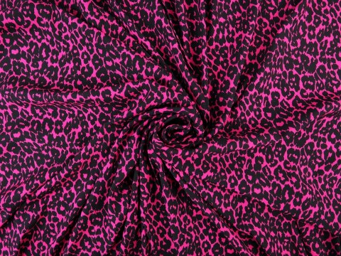 jedwab elastyczny pantera czarne cętki magenta jedwab elastyczny pantera czarne cętki magenta