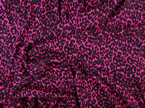 jedwab elastyczny pantera czarne cętki magenta jedwab elastyczny pantera czarne cętki magenta
