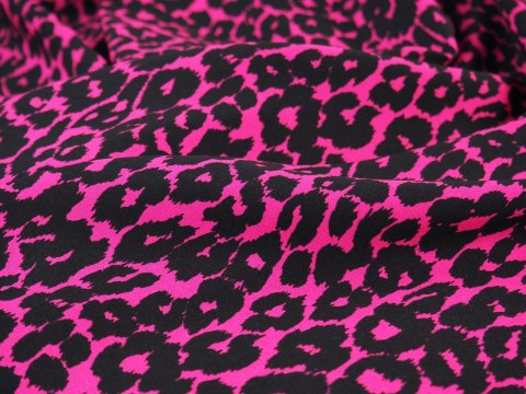 jedwab elastyczny pantera czarne cętki magenta jedwab elastyczny pantera czarne cętki magenta
