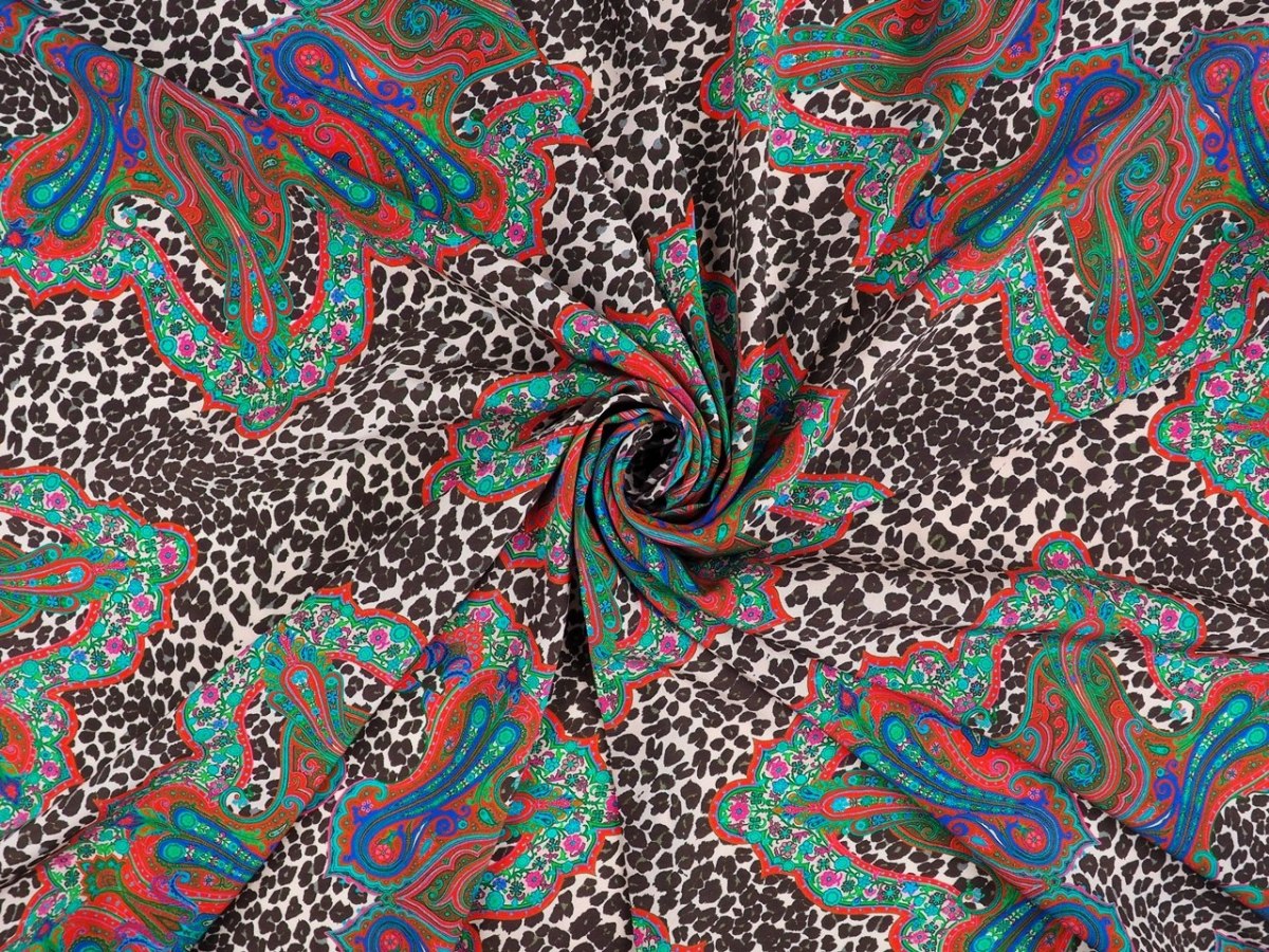 jedwab krepa ornamenty na panterze jedwab krepa ornamenty na panterze